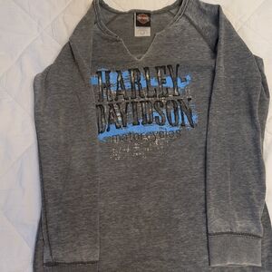 Harley-Davidson Gray and Blue Hoodie